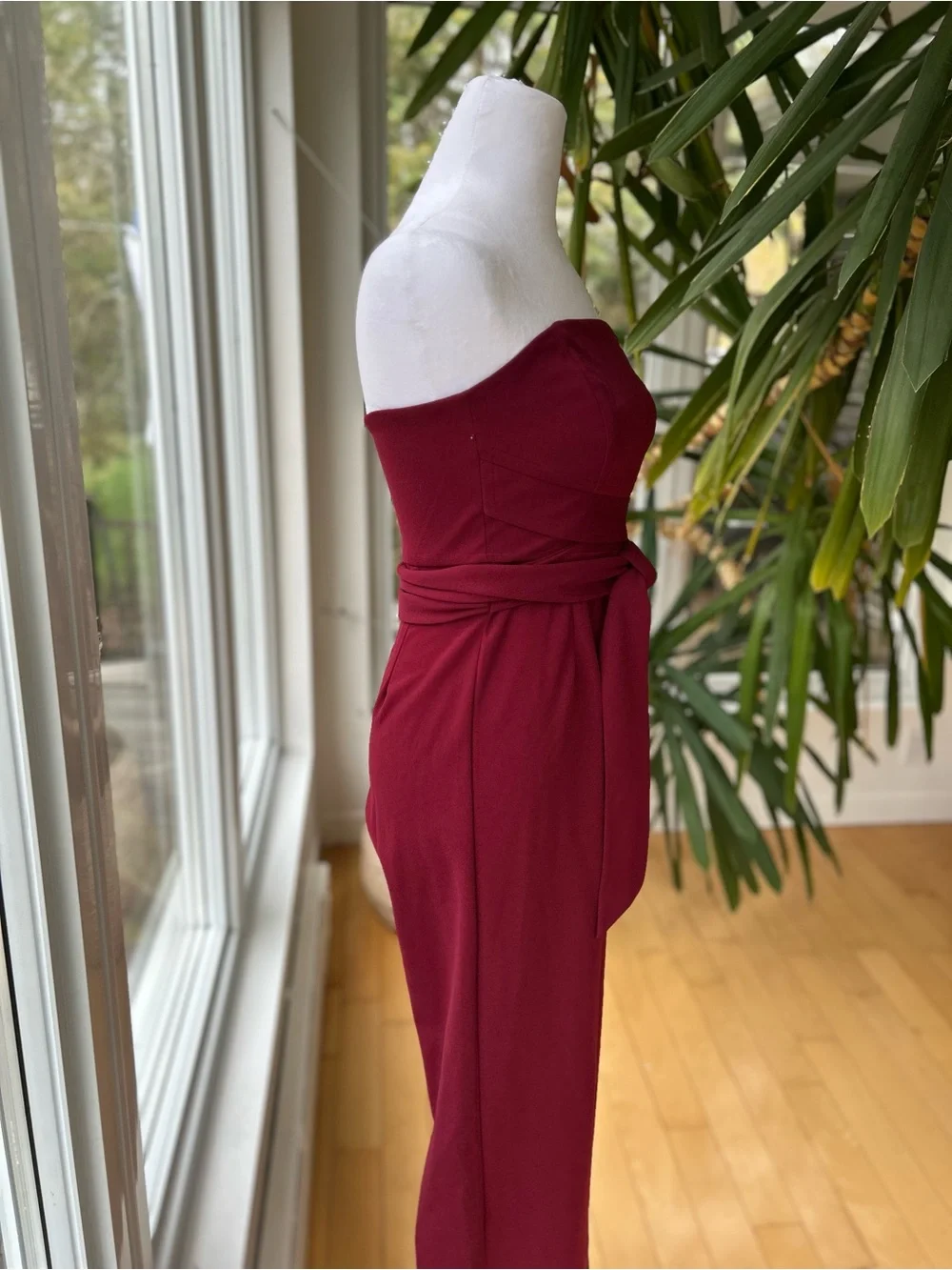Forever 21 Strapless Wine Red Jumpsuit with Waist Tie - Picture 3 of 5